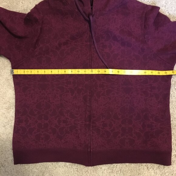 Hanes Burgundy Rococo Print Drawstring Sweater Hoodie - Picture 12 of 16